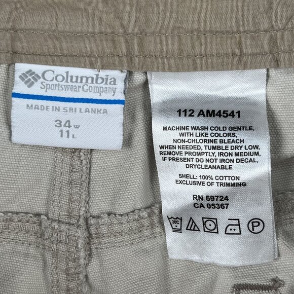 Columbia Omni-Shield Beige Cargo Shorts Sz 34 - Picture 4 of 8